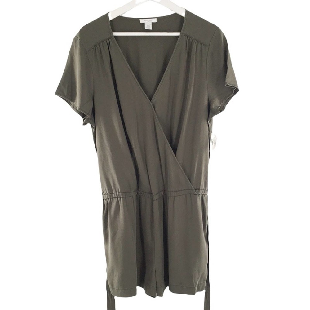 Daily Ritual Women's Dark Olive Surplice Shorts Romper Jumpsuit Size 16 New